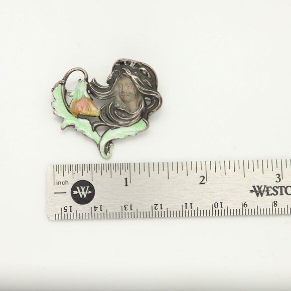 Lady Enamel Brooch Pin Sterling Silver 925 Fairy Lady Pin Pendant - Picture 6 of 10